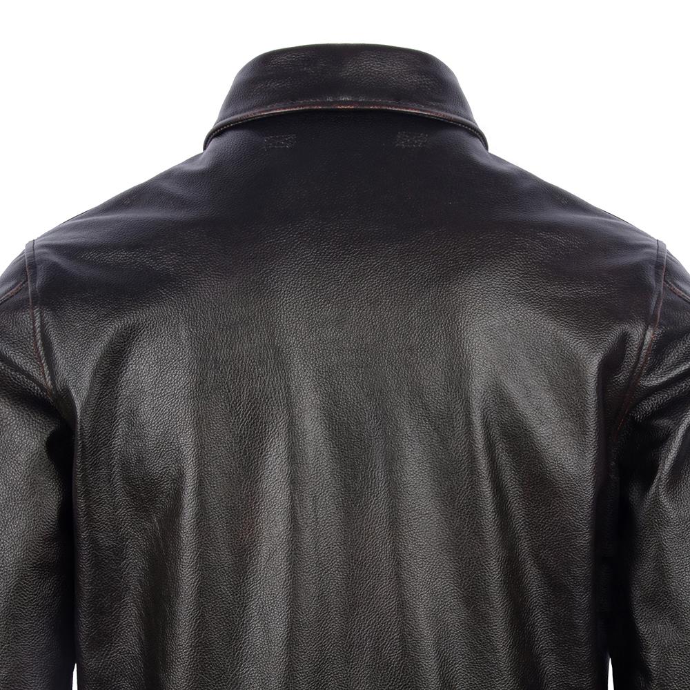 Flight Suit A2 Thick Genuine Cow Men Leather Jacket Vintage Oil Waxed Brown Aviator Bomber Jackets Male Winter Coat