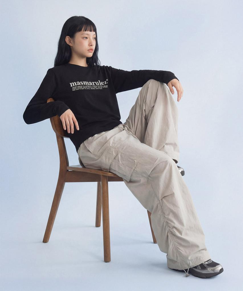 Maseumaluljeueopaeleol Essential Parasuit Shirring Cargo Pants_Light Gray