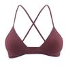 Cross Back Cotton Triangle Bralette - Wireless, Breathable, Lightly Fitted Ribbed Underwear