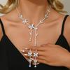 French-Style Earrings and Necklace Set Zirconia Butterfly Tassel Jewelry Sets  for Banquets