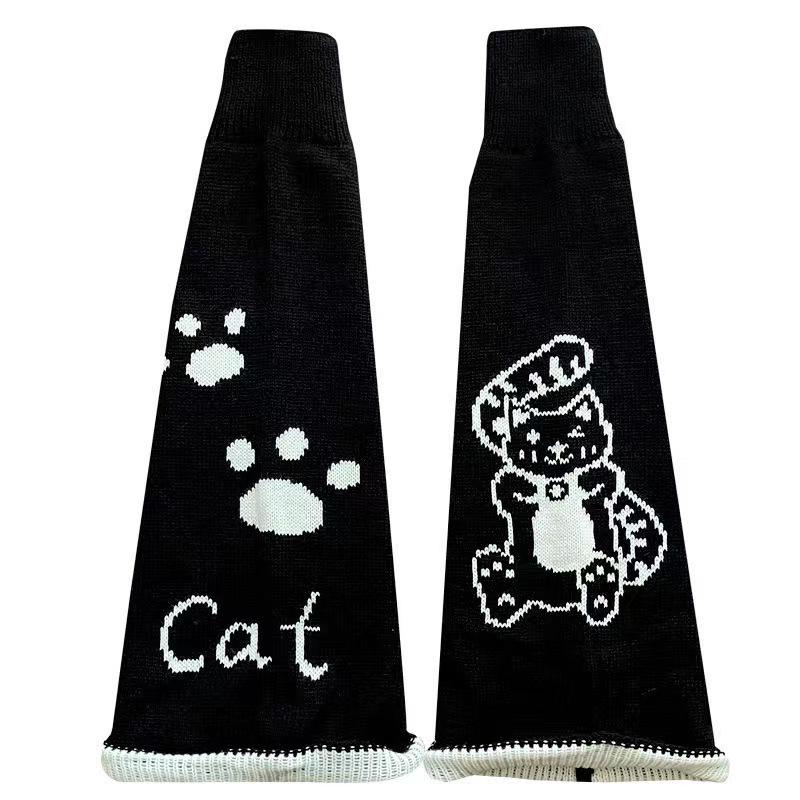 Asymmetric Skull Y2K Knitted Long Warmers: Lolita Wide Leg JK Girl Socks