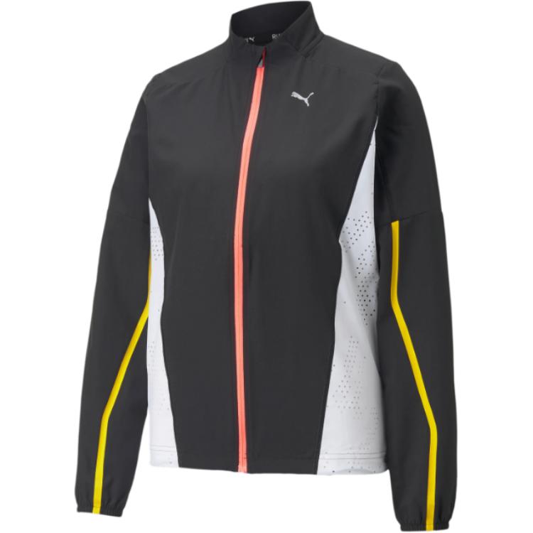 Puma Retro Sports Stand Collar Jacket Striped Breathable Zip Jacket Women Jackets Black 522223-51