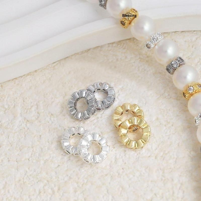 10/20Pcs Diy Accessories Metal Rhinestone Wave Shape Spacer Beads For Jewelry Making Bracelets Beads Separator Beads