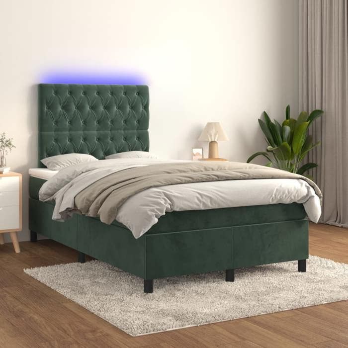 VidaXL Sommier à Lattes de Lit avec Matelas et LED, Lit Rembourré, Lit Double, Lit Adulte de Chambre à Coucher Intérieur, 3136296