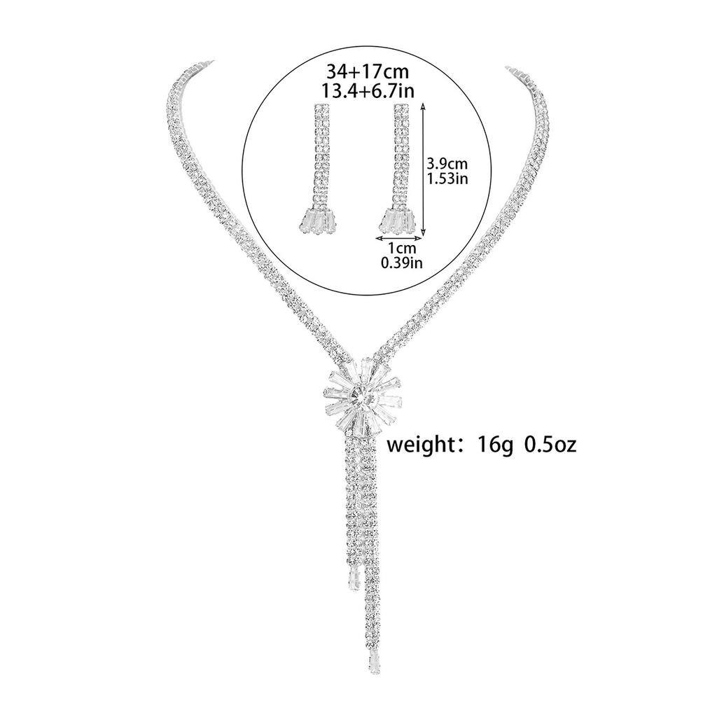 Europe and the United States High-end flowers long tassel necklace earrings set of high-level sense of necklace jewelry earrings two-piece set