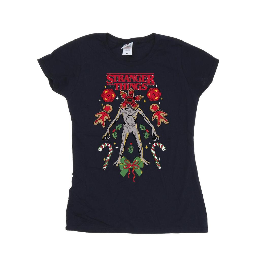 Netflix Womens/Ladies Stranger Things Christmas Demogorgon Cotton T-Shirt