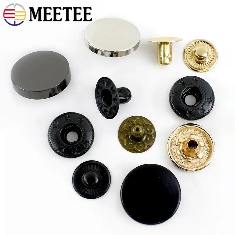 20Sets Meetee Snap Fasteners 10-25mm Metal Snaps Press Studs Buttons for Sewing Jacket Coat Leather Craft Hardware Accessories