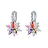 HUAMI Double Layer Flower Earrings Hoop Ear Clip With CZ Zirconia Design Big Jewelry For Wedding Women Earrings Dangle Drop