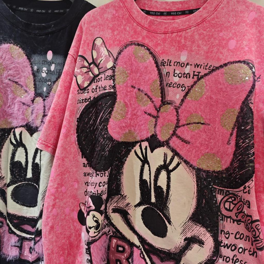 2026 Spring/Summer Plus Size Cartoon Embroidery Loose Tee for Women
