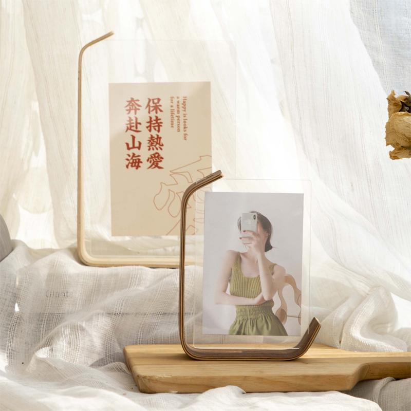 Akryl Trä Fotoram DIY Ram Foto för Bröllopsfest Bild Skrivbordskontor Fotoinredning Porta Retrato