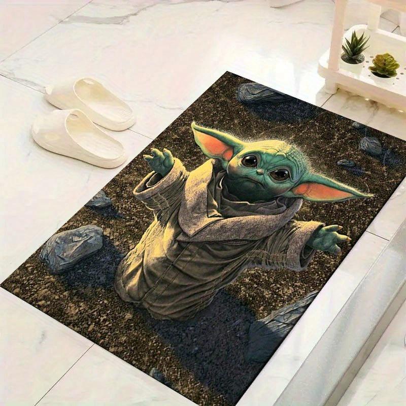 

1 шт. Килим із візерунком Йоди з «Зоряних воєн» від Disney, килимок для зони, килим протиковзкий, килимок для підлоги, що миється вручну, підходить для вітальні, спальні, декору дому 60cm by 90cm