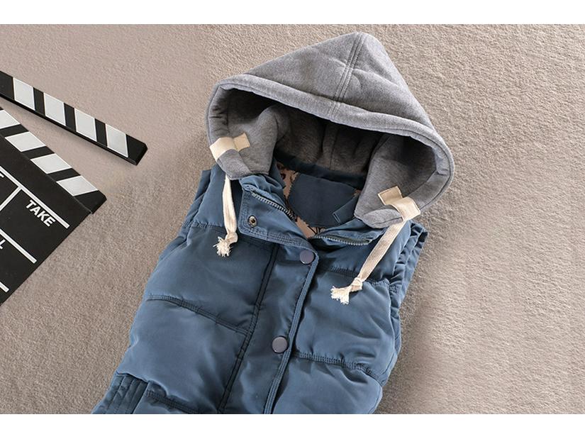 Korean Style Women's Hooded Peach Velvet Sleeveless Cotton Vest - Autumn/Winter Collection