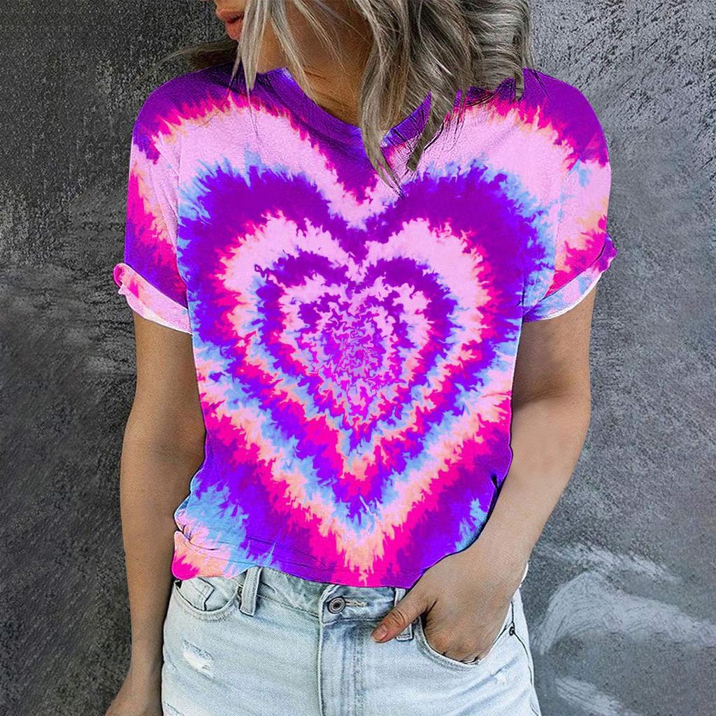 2023 Grenzüberschreitendes Sommer Herren Rundhals Kurzarm T-Shirt Liebe Damen 3D T-Shirt Digitaldruck Kurzarm Top