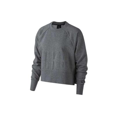 Solid Color Letter Logo Embossed Cropped Long Sleeve Sweatshirt Women Sweatshirt Gray AH8437-091