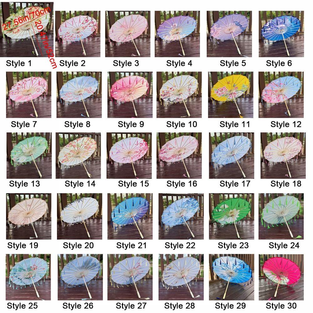 70cm Silk Fabric Tassel Umbrella Chinese Style Handheld Classical Oil Paper Umbrella Windproof Decorative Ancient Dance Umbrella