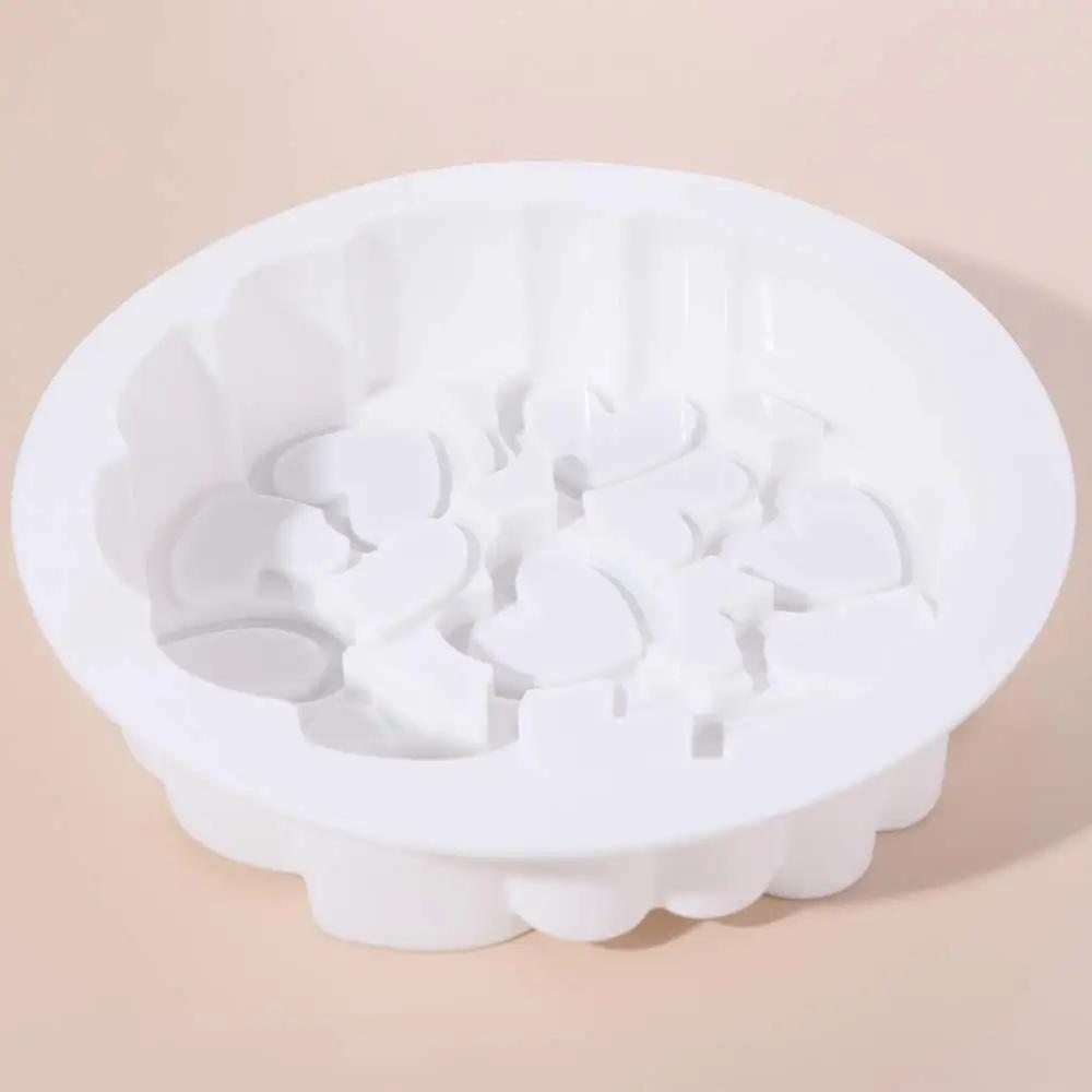 Bakeware Accessories 6 Inches Heart Silicone Molds Easy To Demold White Pastry Baking Pan Not Fading Round Cake Mould Kitchen