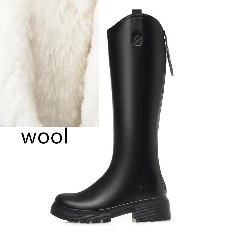 

Зимние сапоги, женские теплые женские высокие сапоги из натуральной кожи и шерсти, женские зимние сапоги большого размера на платформе 40
