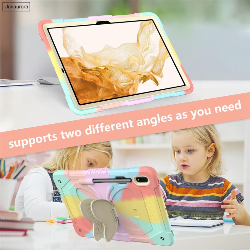 For Samsung Tab S7+ S8+ S9 FE+ S10 Plus 12.4 inch SM-X820 SM-X610 X510 X710 Stand Butterfly Tablet Case Shockproof Rugged Cover