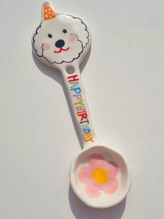 Deulkkot Ceramic Puppy Birthday Spoon Happy Birthday Puppy Spoon