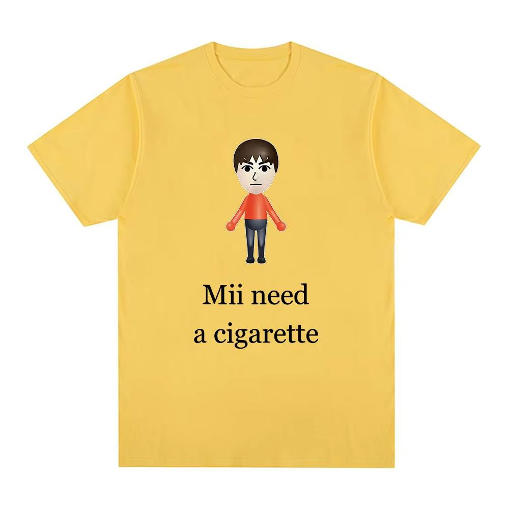 

Смішна футболка Mii Need A Cigarette Чоловіча мода Футболки з коротким рукавом Графічна футболка до Дня Барбершоп-квартету Оверсайз Унісекс S