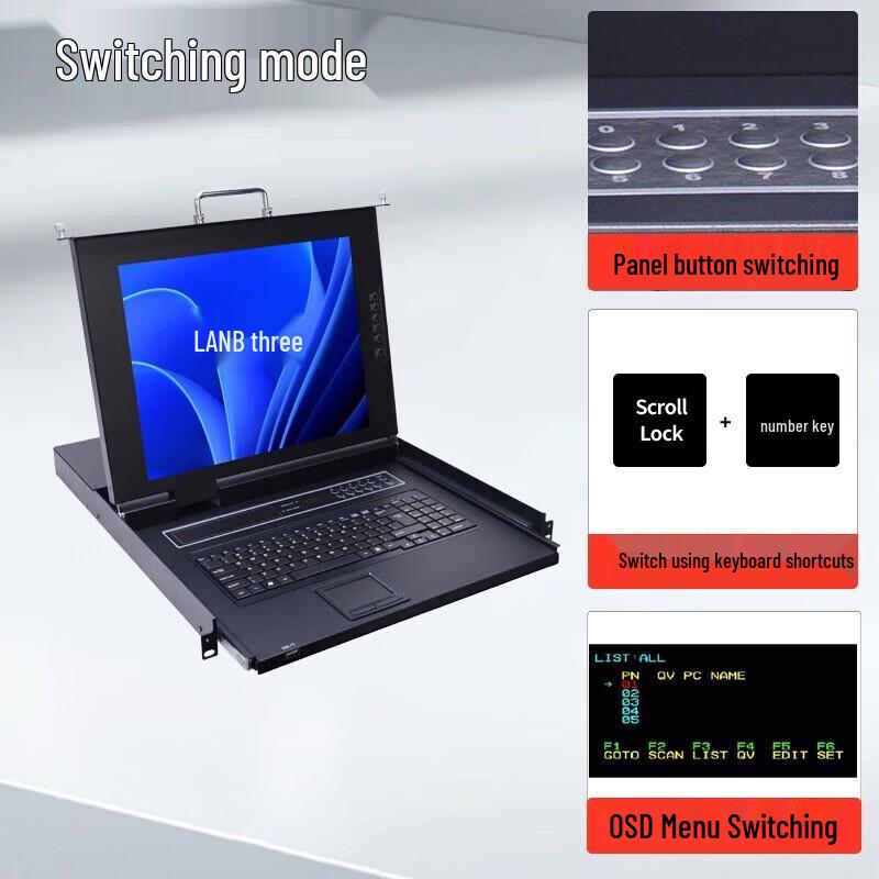 LANBE LCD KVM Switch Kit with 17-18.5 inch LED Screen