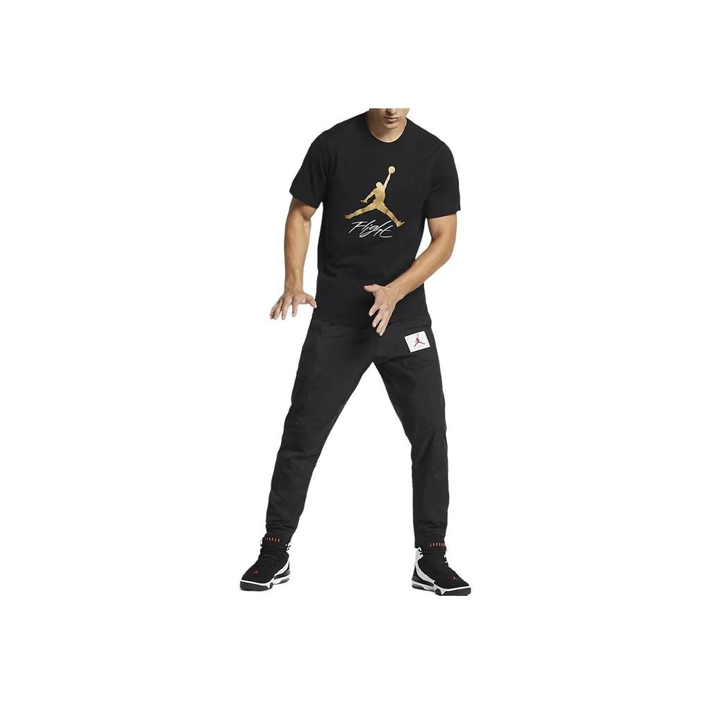 Jordan Jumpman Flight Logo Design Comfortable Simple Soft Short Sleeve T-Shirt Men Tops Black AO0665-011