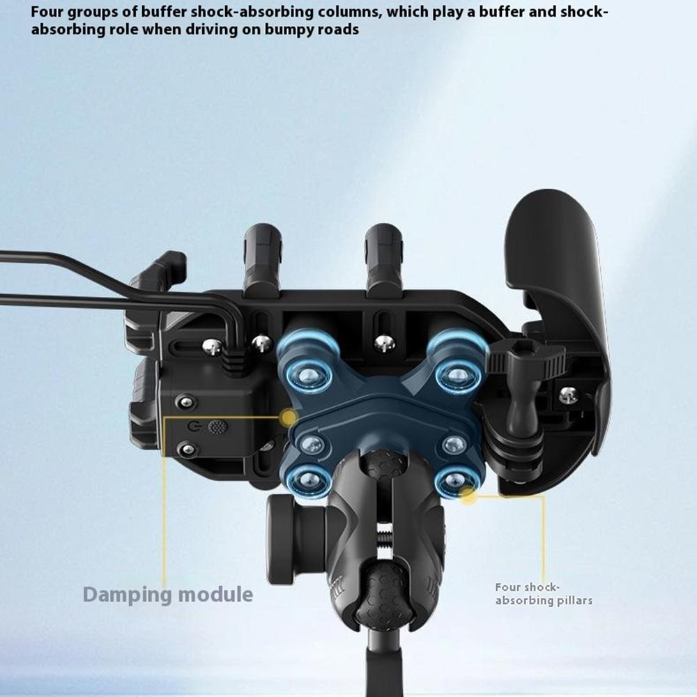 WUPP CS-2056A1 Motorcycle Phone Holder with USB-A+Type-C+Wireless 3-in-1 Charging,Mirror Mount