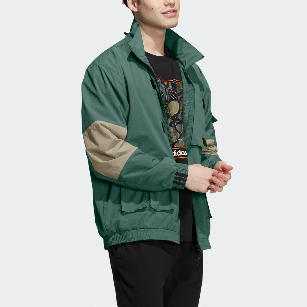 Adidas Neo Cg T1 Multi-Pocket Contrast Sport Jacket With Logo Men Outerwear Green HE7941