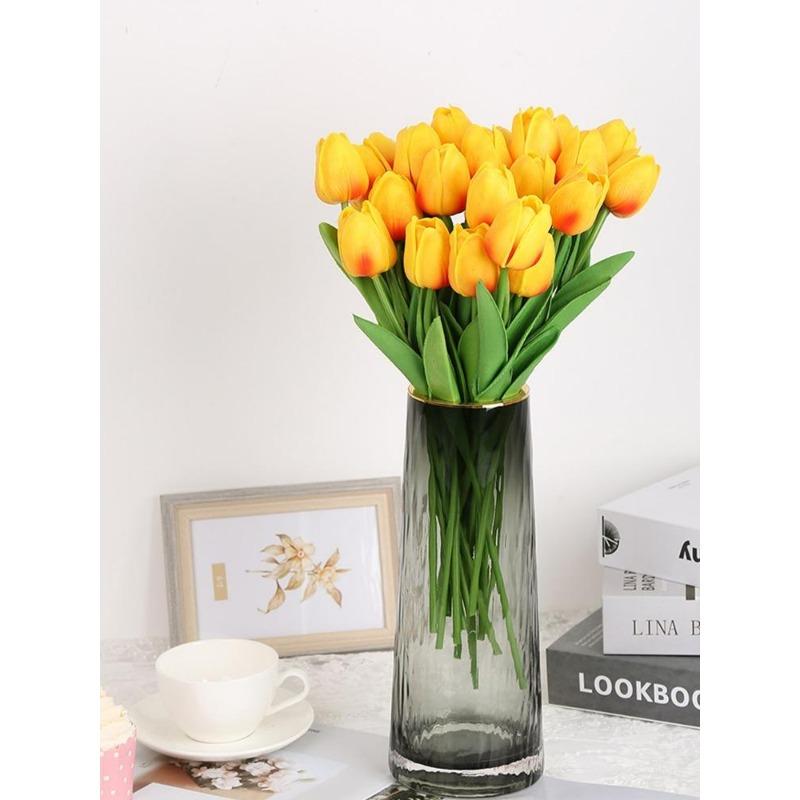1/8/15 PCS Tulip Cross Border Simulation Flower Wedding Fake Flower Bouquet Shooting Props Home Living Room Decoration