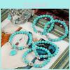Fashionable Bohemian Ethnic Turquoise Beaded Bracelet Set For Women
