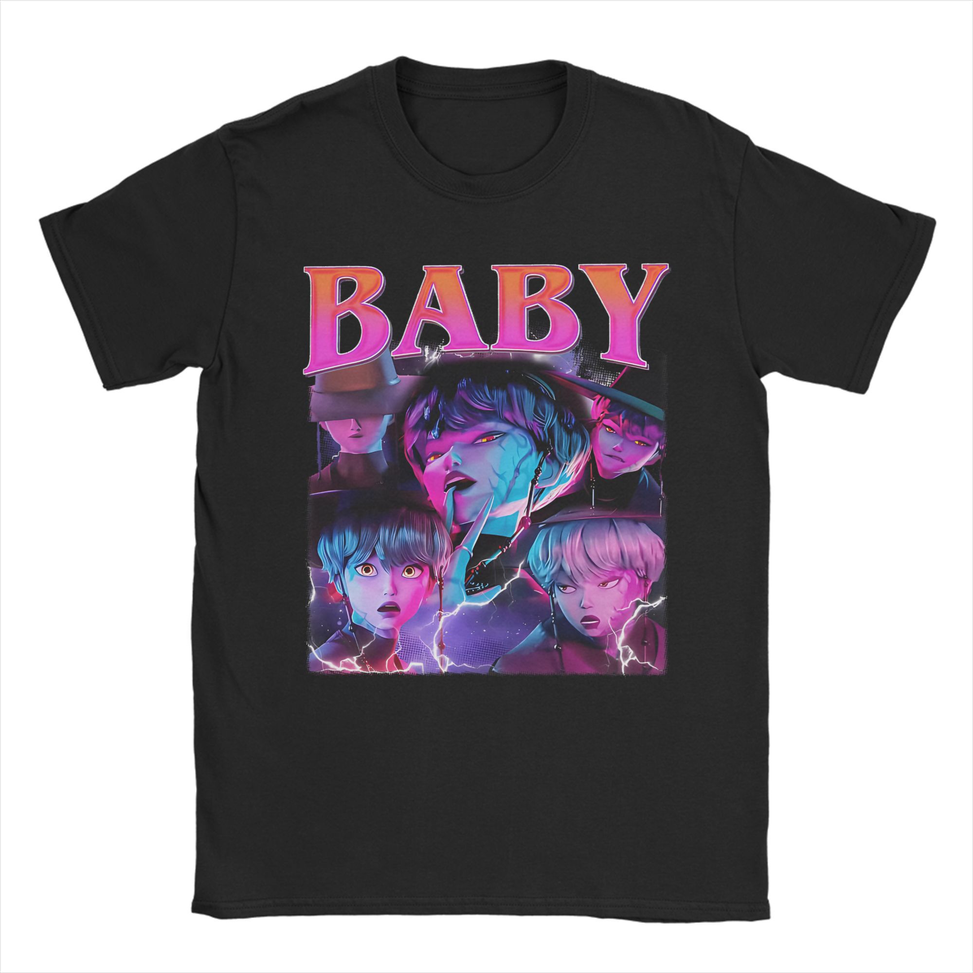 

Крутая футболка с чиби K-pop мальчиками из «Охотников на демонов» для мужчин, с круглым вырезом, 100% хлопок, футболка с коротким рукавом, больших размеров 4XL