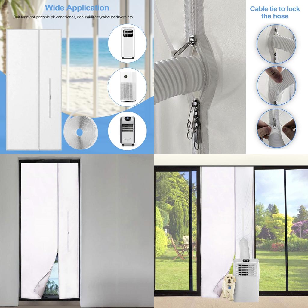 1 st Portabel Skjutdörrs AC-ventilationskit luftkonditioneringsslang justerbar tätningsplatta Tillbehör för luftkonditionering för hemmet