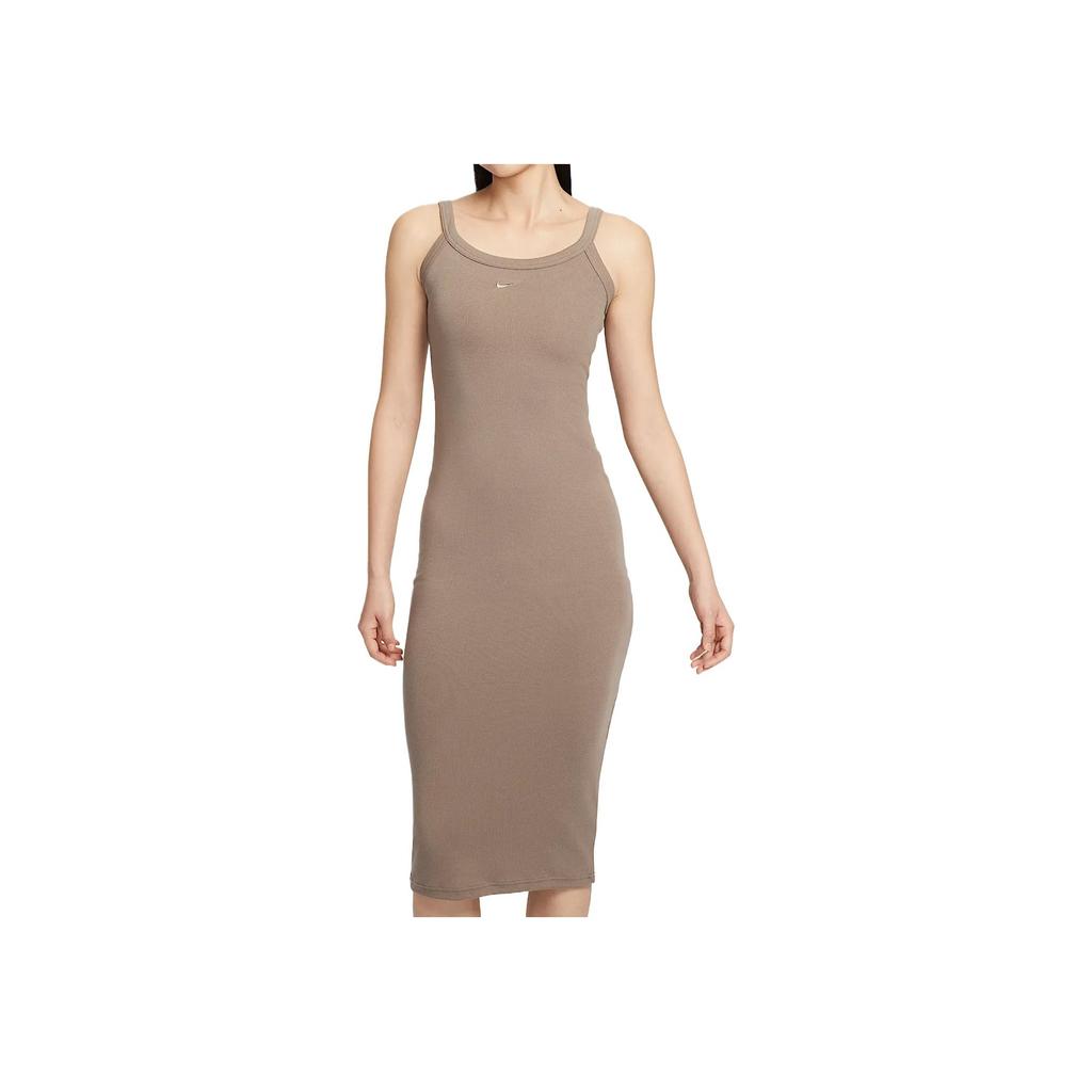 nike brown dress Nike Chill ribbed tank dress in brown