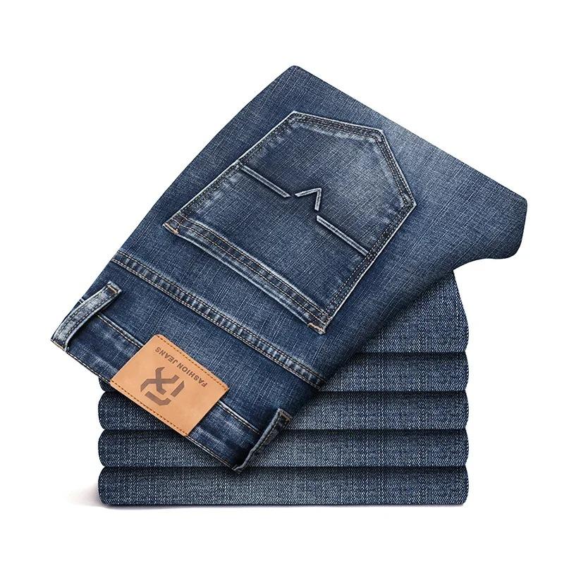 

Regular Fit Jeans Classic Style Spring Summer Men s Light Blue Stretch Denim Fabric Pants Male 28 темно-синього кольору