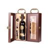 Elegant Retro Custom Brand Wooden Double Bottle Wine Packaging Box with Handle Buckle White Wine Red Wine Accessories