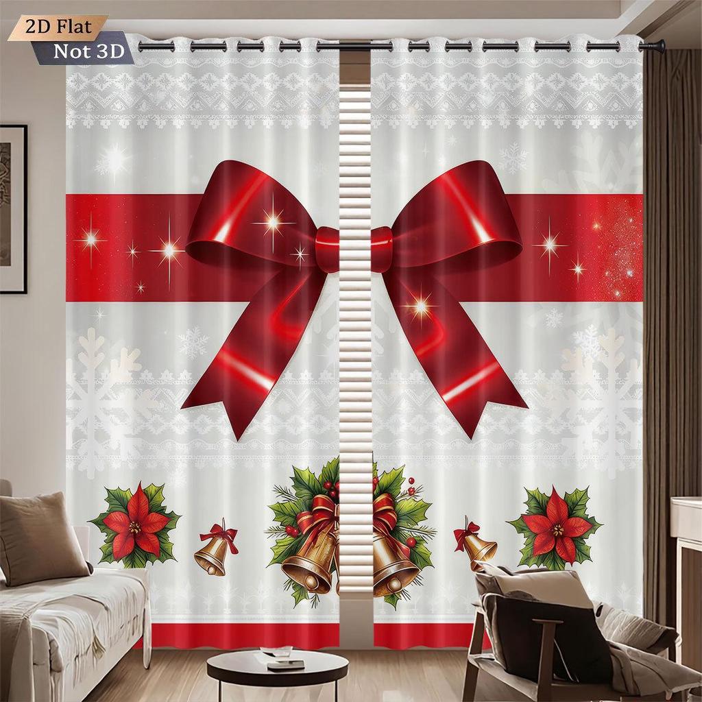 Customizable 3D Santa Christmas Blackout Curtains - High Precision Polyester with Sun Protection