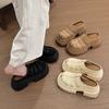 Retro Simple One-pedal Cool Slippers Women's 2025 Summer New Outer Wear Weaving Hollow Small Height-increasing Slippers