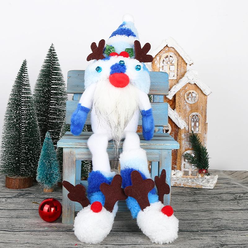 2025 Christmas Antlers Long-Legged Faceless Doll Ornament синий