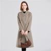 FENGXUN Women's Mid-Length 100% Wool Embroidered Double-Faced Coat