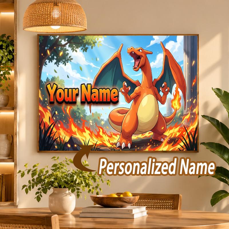 Charizard Custom Name Diamond Painting Personalized 5D Full Drill DIY Diamond Art Home Decor