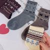 Women's Retro Fair Isle Mid-Calf Slouch Socks: Warm Ethnic Style for Autumn & Winter