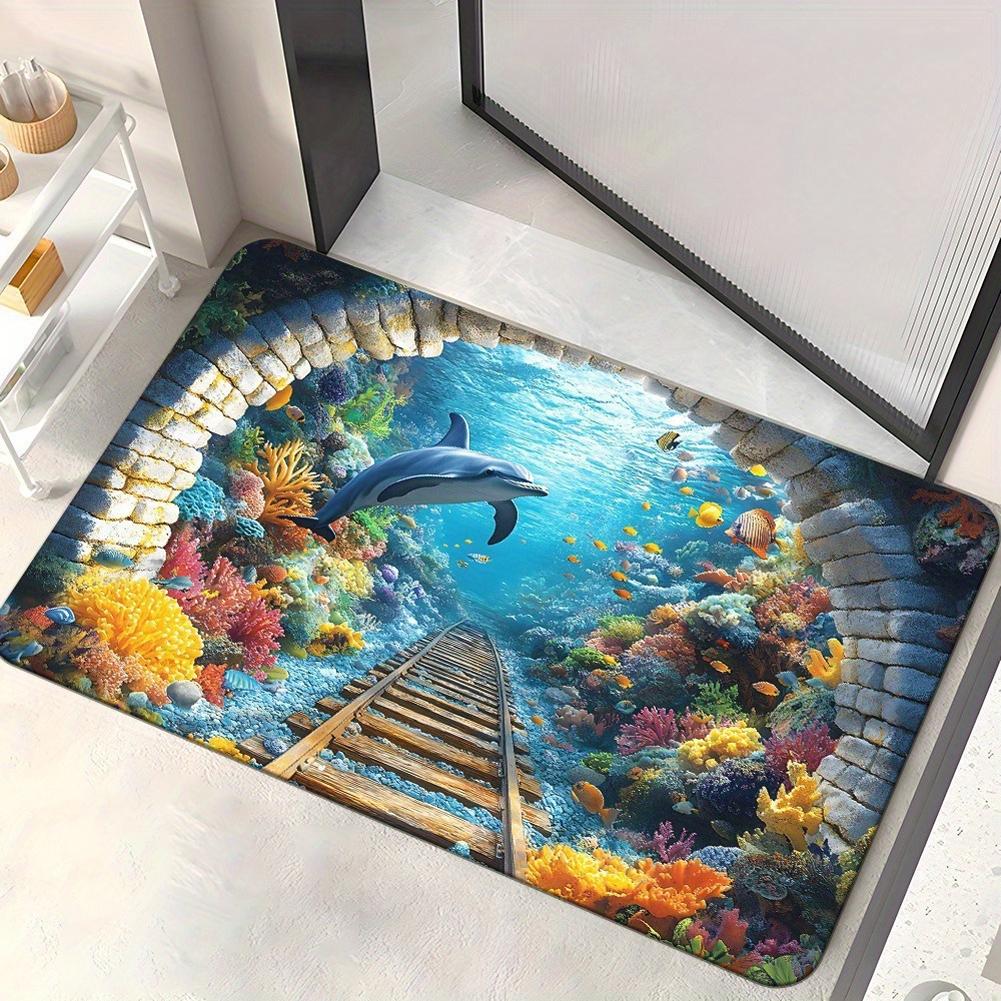 3D Hole Illusion Rug, 3D Optical Illusion Bottomless Hole Design Doormat Non-Slip for Door Entrance, Bathroom, Living Room