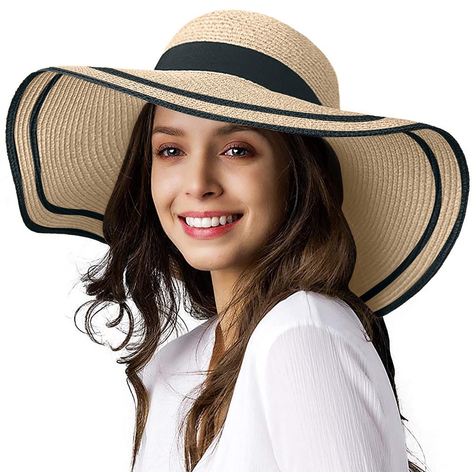 

Женская шляпа с большими полями на открытом воздухе, морской солнцезащитный козырек, соломенная шляпа от солнца One size кофейный