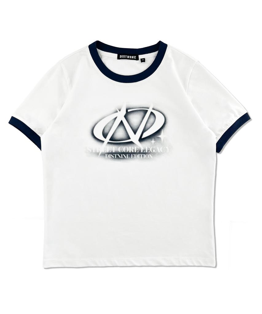 DISTN9NE Oval Logo Slim Ringer Short Sleeve T-Shirt Lq3Tf609_White