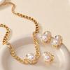 5Pcs Irregular Vintage Jewelry Suit Pearl Necklace Bracelet Ring Suit Clavicle Chain Set  Girls