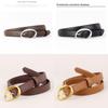 True Leather Womens Belt With Geometric Buckle For Casual Jeans Styling