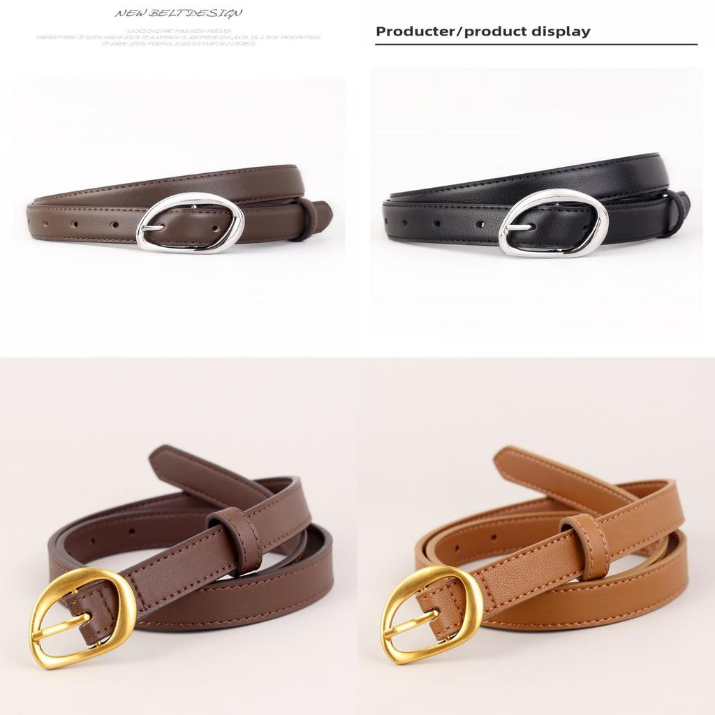 True Leather Womens Belt With Geometric Buckle For Casual Jeans Styling