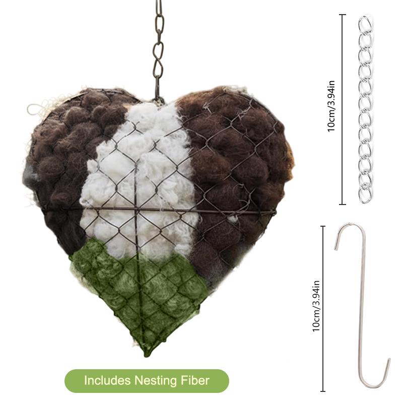 

Handmade Fiber Bird Nesting Heart, Refillable Birds Haven 1 Heart Shape Hummingbird Nesting And 80g Of Nest Materials A чёрный
