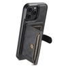 SUTENI M4 For iPhone 13 Pro Magnetic Case with Card Holder Cowhide Texture Leather Back Cover