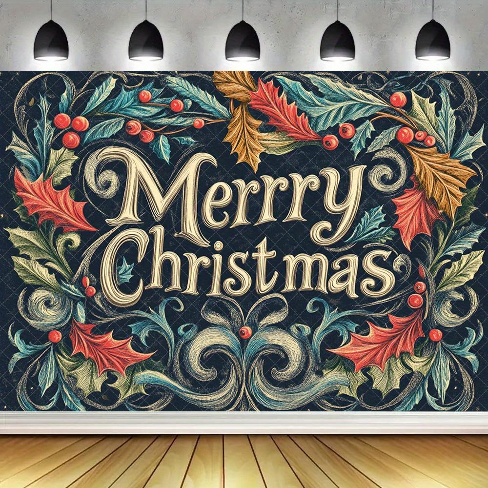 1pc Vintage Christmas Blessing Print Tapestry, Festive Atmosphere Wall Hanging Bohemian Home Decor for Living Room or Bedroom, Holiday Gift with Insta